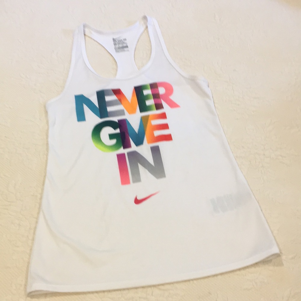 Nike tank top “never give in “ size xs - Picture 1 of 6